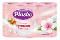 Туалетная бумага 3 слоя "Plushe Premium Aroma" 6рулонов*15м Almond & milk