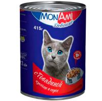 Кошки МонАми 415г говядина соус ж/б 12шт/2202