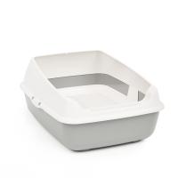 Туалет для кошек с высокими бортами и сеткой серый