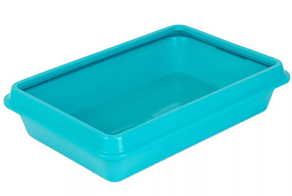 Туалет для кошек Zoo-M малый с рамкой 40*26*6,5см бирюза/2905