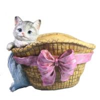 Котенок в корзине с бантом L24W18H19 718271/K195