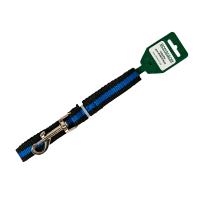 Поводок капрон 20мм*1,5м черный с синей полосой  DONBARON