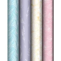 Упаковочная бумага 70*100см "Flowers" 80г/м2 асс. 4 дизайна MESHU /Рельеф