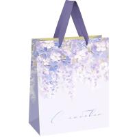 Пакет подарочный 18*23*10см MESHU "Purple flowers", матовая ламинация /Рельеф