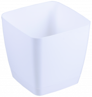 Кашпо Крокус 22*22см 6,5л квадратное с поддоном белый 07058