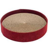 Лежанка круглая с пеньком дсп,вельвет 37*37*8см бордовая/88133/Дарэленд