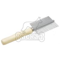 Расческа деревянная ручка двусторонняя редкий и частый зуб №3