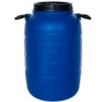 Бочка 120л синяя с черной крышкой навес. ручками /Дон