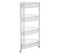 Полка универсальная 4 секции угловая ЕВРО белый на колесиках М2757/М-пласт