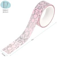 Клейкая лента декоративная 1,5см*3м MESHU "Pink elegance" /MS_36869/Рельеф