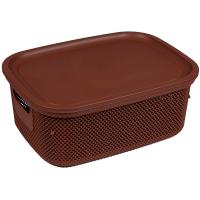 Корзина д/хранения Лофт 12л c крышкой прямоуг. коричневый А272 /12шт/ Арз