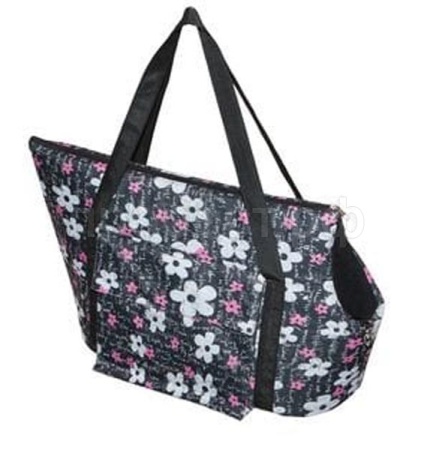 Сумка переноска Zoo-M JAZZ Жакард 2 кармана поролоновая Мопс,Бишон,Фален 58*27*34см/9099 сер/Дарэлл