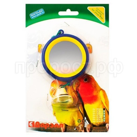 Игрушка д/птиц Zoo-M Зеркало с колокольчиком блистер серый/5012/Дарэлл