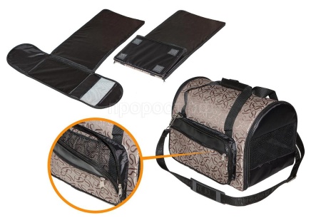 Сумка переноска Zoo-M CLASSIC 4 кармана, нейлон Жаккард, раскладная 35*25*22см розовая/9020/Дарэлл