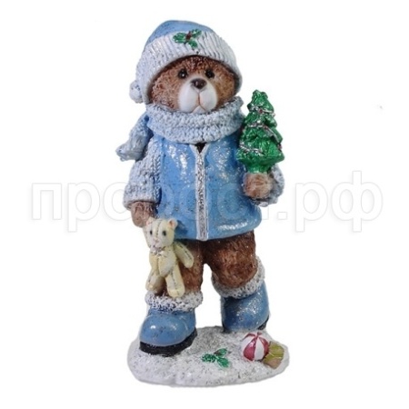 Мишка с елочкой (голубой) L8W7H16см 626844/W035