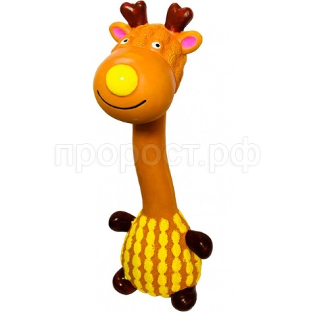 Игрушка с Жираф в свитере с пищалкой из латекса коричневый 20см/ЛС138/Евро