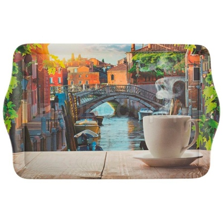 Поднос сервировочный FANTASIA 28,9*18,9*1,8см с дизайном 008259 /шт/Mallony