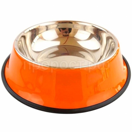 Миска нерж. сталь на резинке 1л 26см М-22 оранжевый