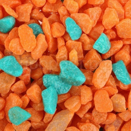 Грунт для аквариума Тритон блестящий смесь №1/бирюза+оранжевый 5кг