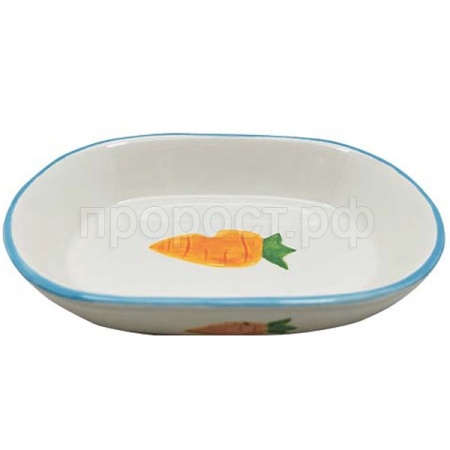 Миска керамика овальная белая с голубой каемочкой 13*9*3,7см 100мл/МКР2110/Евро
