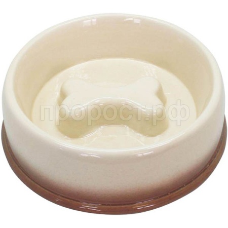 Миска керамика Косточка для медленного поедания 680мл бежевая/МКР270/Евро