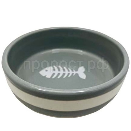 Миска керамика серая с белой рыбкой 13,4*13,4*4см 320мл/МКР2105/Евро
