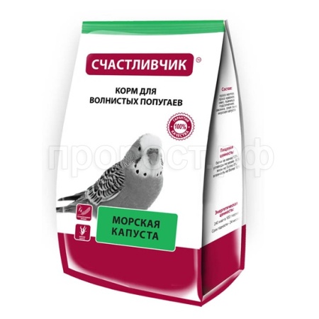 Счастливчик для волнистых попугаев Рациональное питание морская капуста 350гр