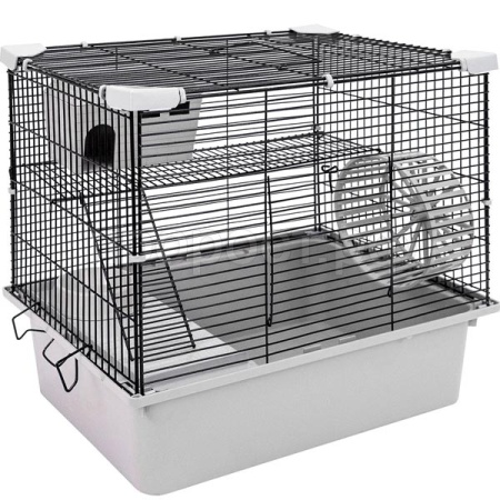Клетка д/грыз №1 РПК57 2-х эт укомплектованная 42*30*40см светло-серая/Евро снято