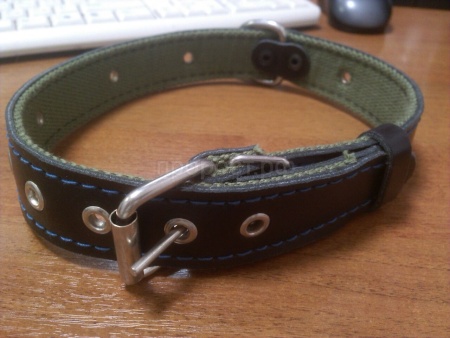 Ошейник кожа+брезент 30мм 2-х слойный безразмерный 60-62см/40885