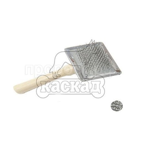 Пуходерка деревянная ручка с каплями большая L