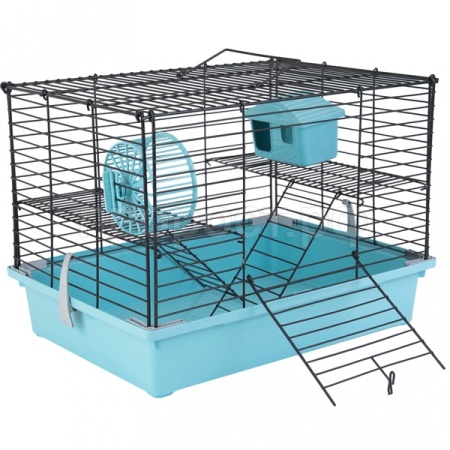 Клетка д/грыз N1 РПК191 2-эт прямоугольная укомплектованная розовая 38*27*27см бирюза/12шт/Евро 