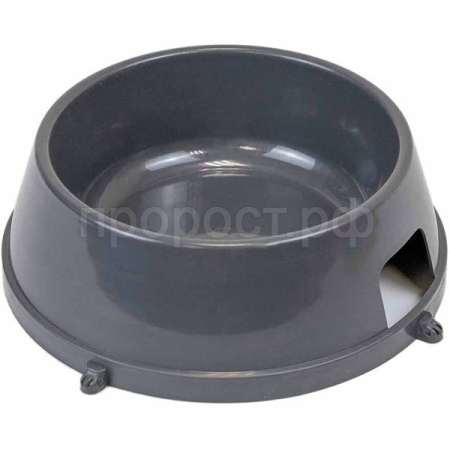 Миска одинарная пластик для собак с ножками 0,7л серая/1349/Дарэлл