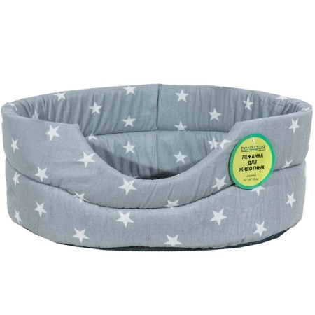 Лежанка овальная стеганая поролоновая хлопок Звезды МИКС 42*34*18см/DONBARON