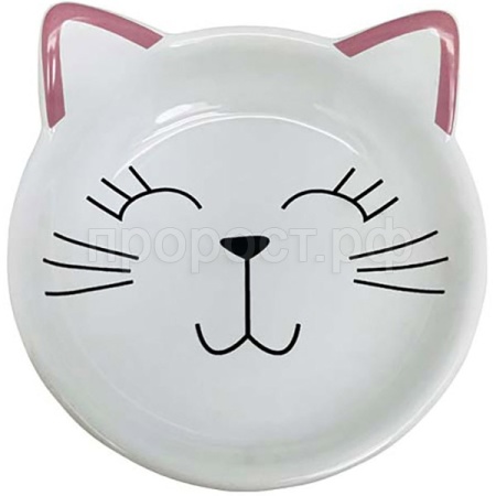 Миска керамика Мордочка кошки белая 11,8*11,8*4см 80мл/МКР2101/Евро