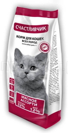 Корм для кошек Счастливчик Мясное ассорти 400г