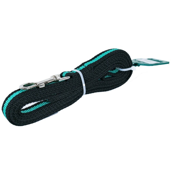 Поводок капрон 20мм*3м черный с зелёной полосой  DONBARON