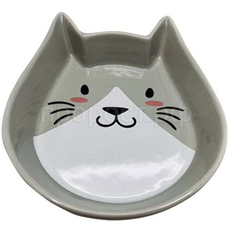 Миска керамика Мордочка кошки серая 15*13*3,5см 180мл/МКР2109/Евро