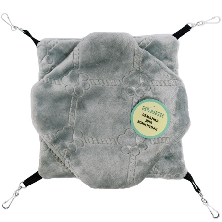 Гамак д/грызунов Мех лапки микс подвесной 2уровня на 4-х карабинах 26*26см/DONBARON