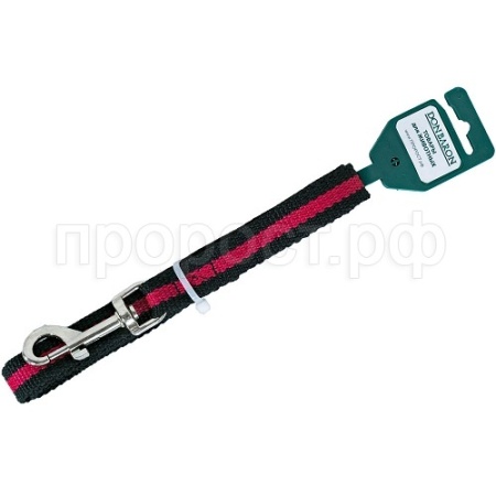 Поводок капрон 20мм*2м черный с красной полосой  DONBARON
