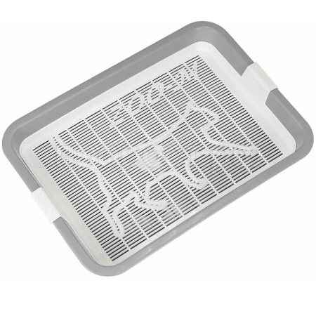 Туалет д/кошек Zoo-M большой с сеткой 40*26*6,5см св-серый/2915/Дарэлл