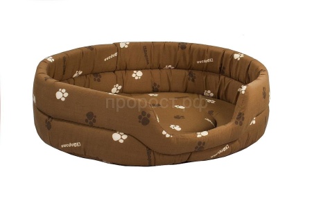 Лежанка овальная стеганая поролоновая хлопок коричневая 75*60*18см/9144кор