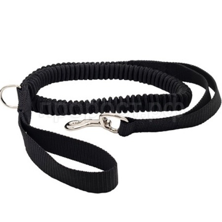 Поводок амортизирующий 25мм с двумя ручками карабин стальной135-235см/19100902/Каскад