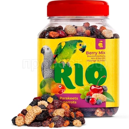 Лакомство д/птиц РИО д/средних и крупных попугаев ягодная смесь 190г /22340/ ЧЗ