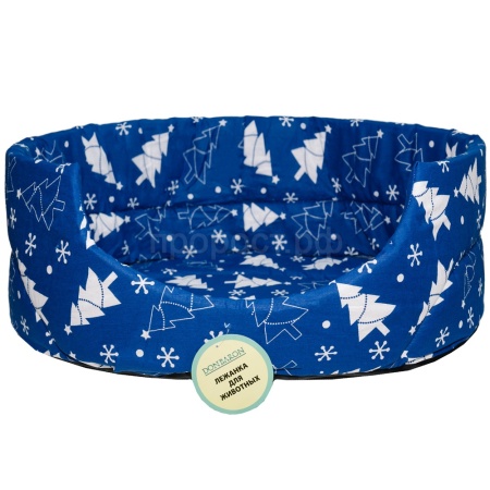 Лежанка овальная стеганая поролоновая хлопок Рождество 52*46*20см/DONBARON