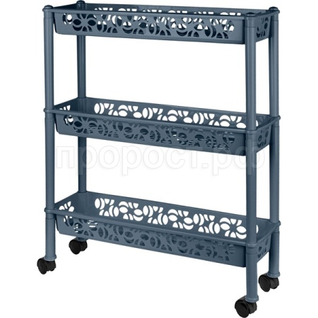 Этажерка на колесах 3 секции Keeplex Regular 58х18х69см космический серый KL2830 /12шт/ПР