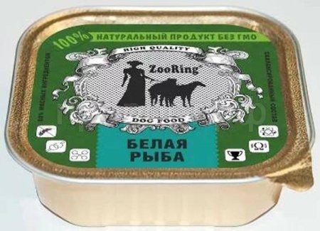 Собаки ZooRing д/всех пород собак желе белая рыба ж/б 100гр/16шт/63728 ЧЗ