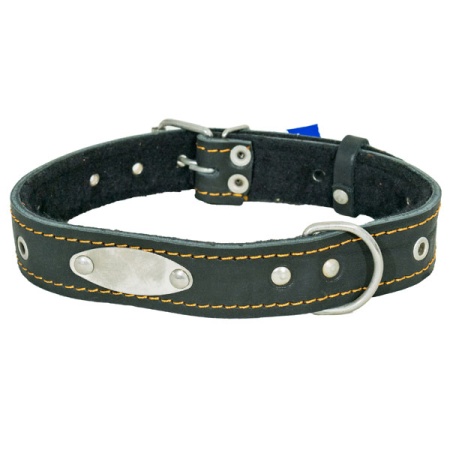 Ошейник кожа 30мм безразмерный с пластиной на фетре 60-65см/41288