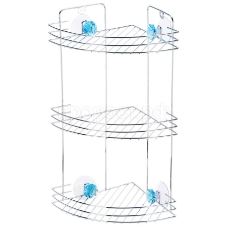 Полка для ванной угловая Бриллиант 3-х ярусная на присосках 19*19*40см хром 310779